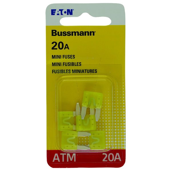 Eaton Bussmann Automotive Fuse, ATM Series, 20A, 32V DC, Non-Indicating, 5 PK BP/ATM-20-RP